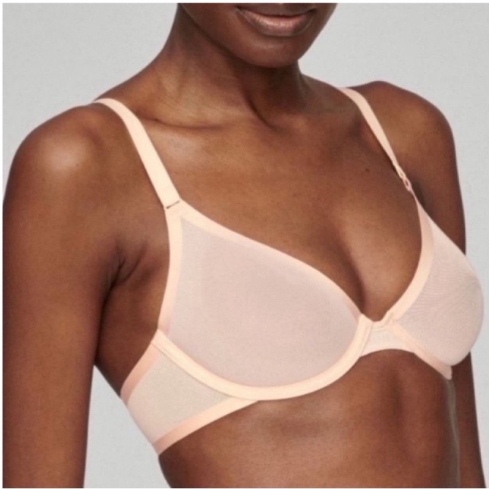Cuup The Plunge Mesh Bra in Blush SZ 32C NWOT